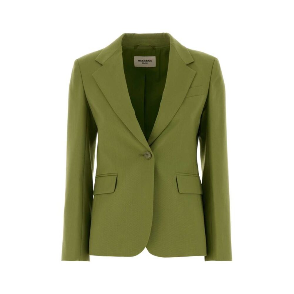 Weekend Max Mara Women Green Wool Lamine Blazer